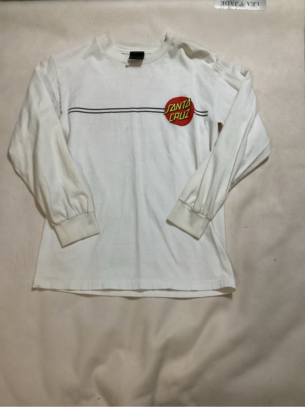 Santa Cruz Skateboards White Long Sleeve Tee with Red & Yellow Logo